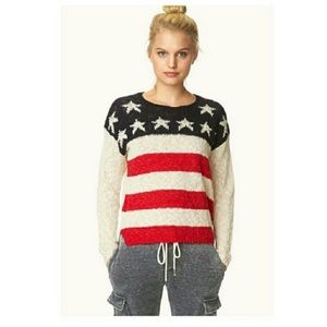Forever 21 American Flag Patriotic USA Sweater